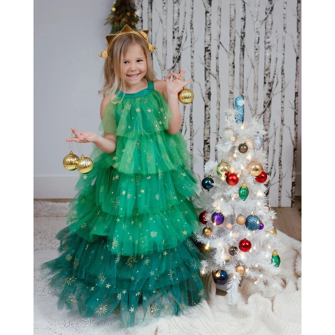 Great Pretenders Christmas Tree Dress with Headpiece-Great Pretenders-Little Giant Kidz