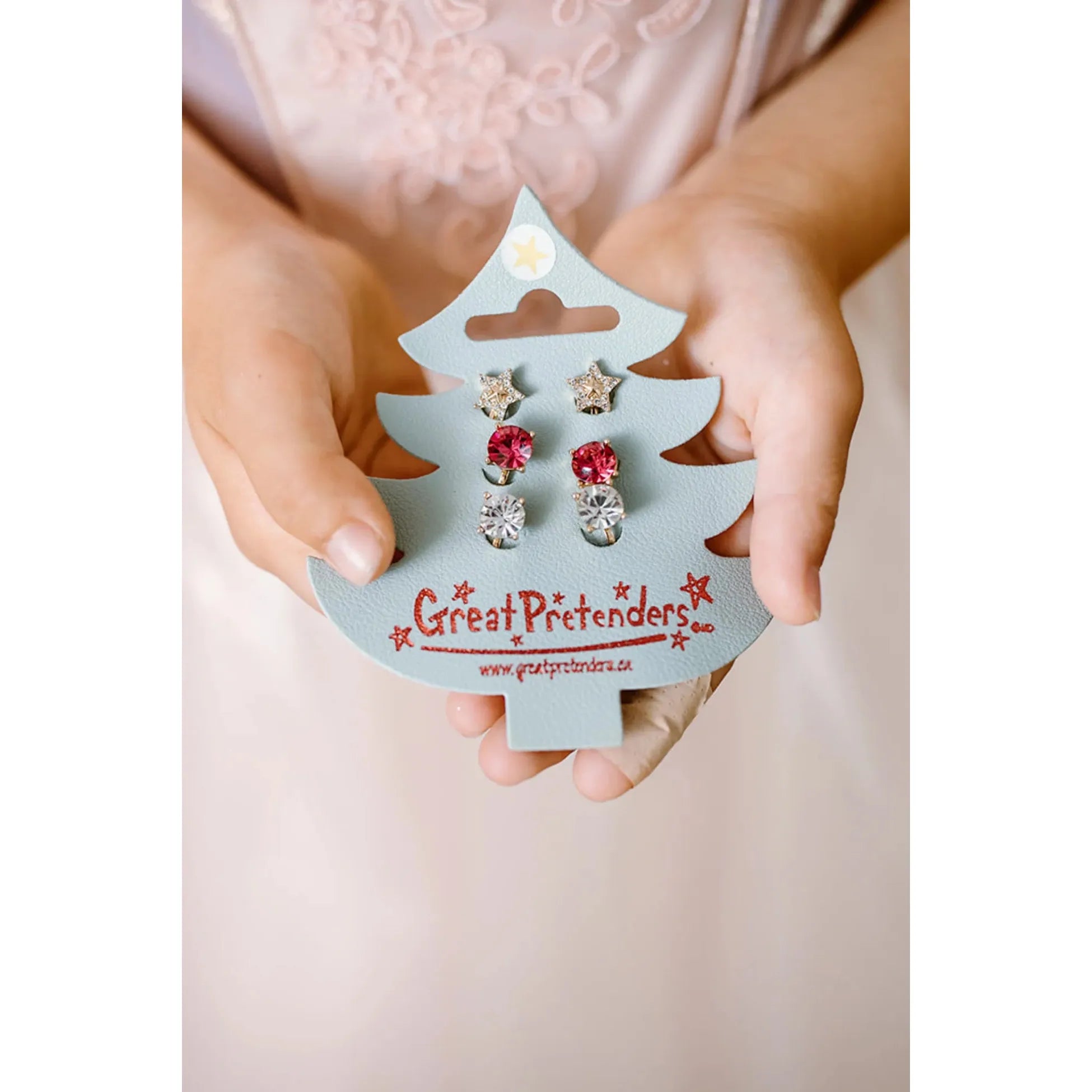 Great Pretenders Holiday Pleather Tree Clip on Earrings, 3 pairs-Great Pretenders-Little Giant Kidz