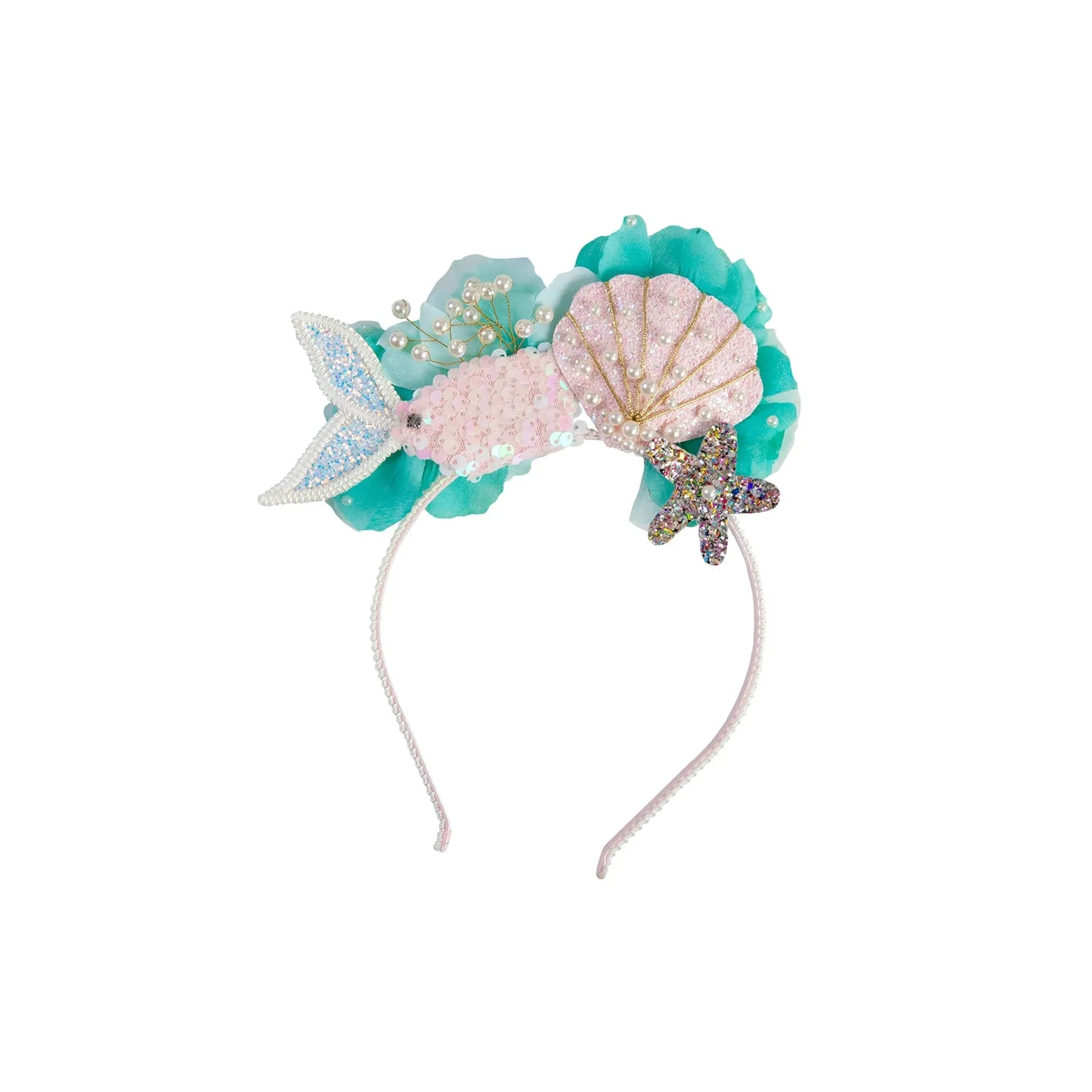 Great Pretenders Mermalicious Headband, Teal-Great Pretenders-Little Giant Kidz