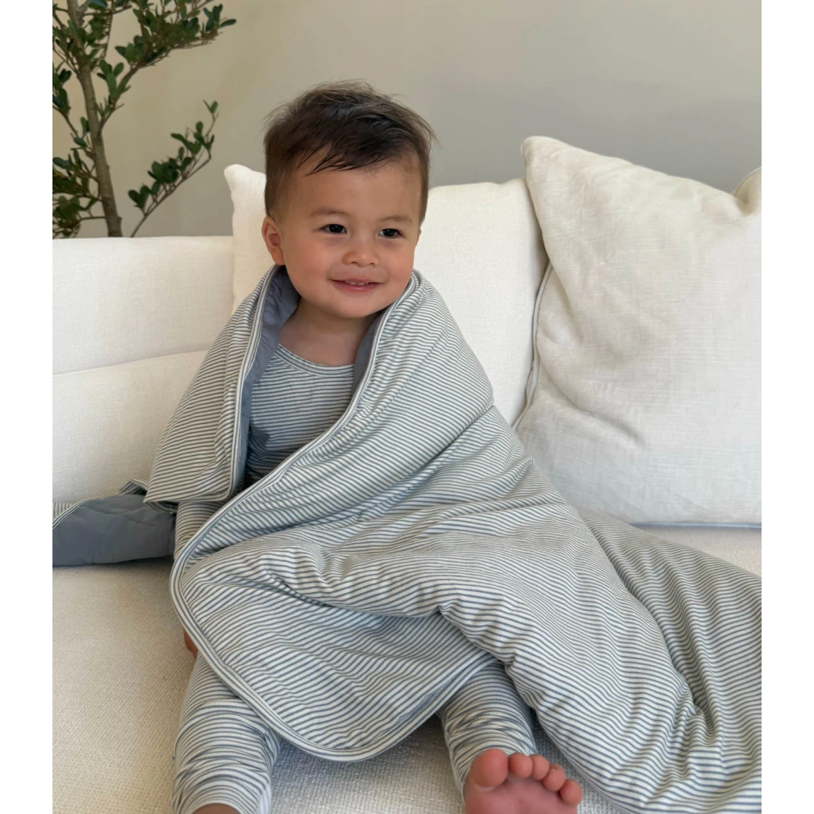 Gunamuna Cloud Blanket 1.0TOG - Blue Stripe-GUNAMUNA-Little Giant Kidz
