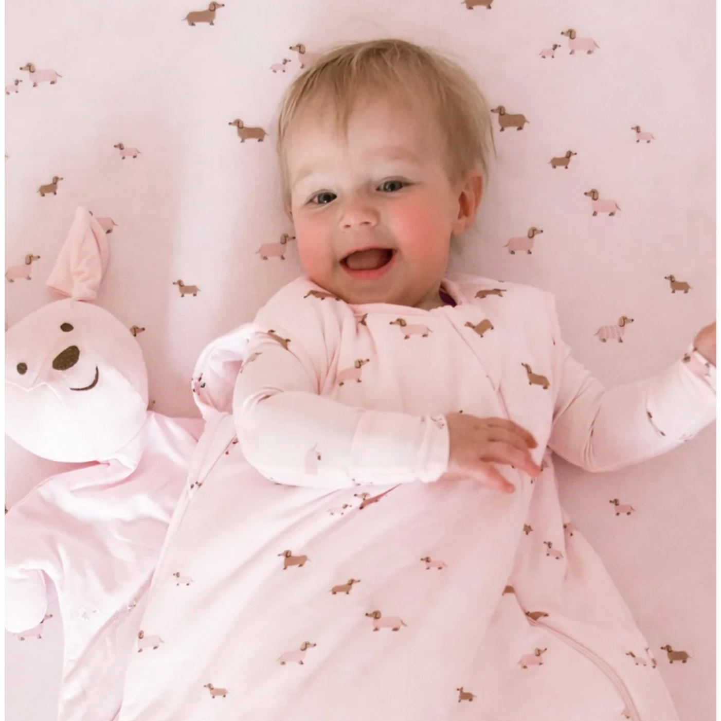 Gunamuna Swaddle Sleep Sack 1.0 Tog 3-9M - Girl Dog-GUNAMUNA-Little Giant Kidz