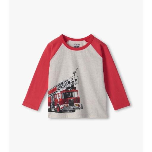 Hatley Firetruck Raglan Sleeve Tee-HATLEY-Little Giant Kidz