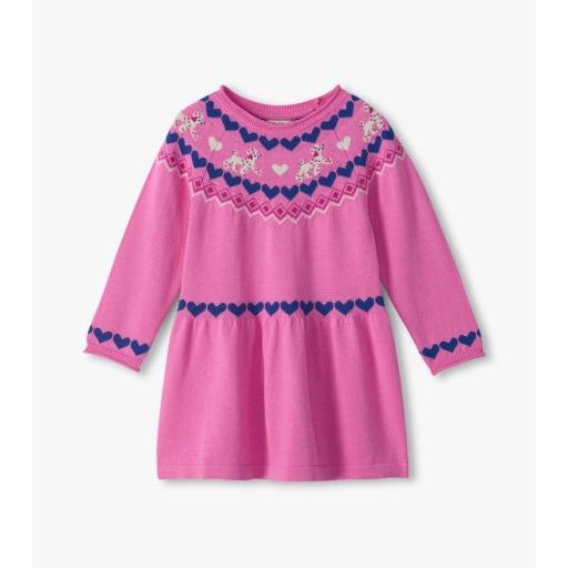 Hatley Pink Pups Flared Pretty Sweater Dress-HATLEY-Little Giant Kidz