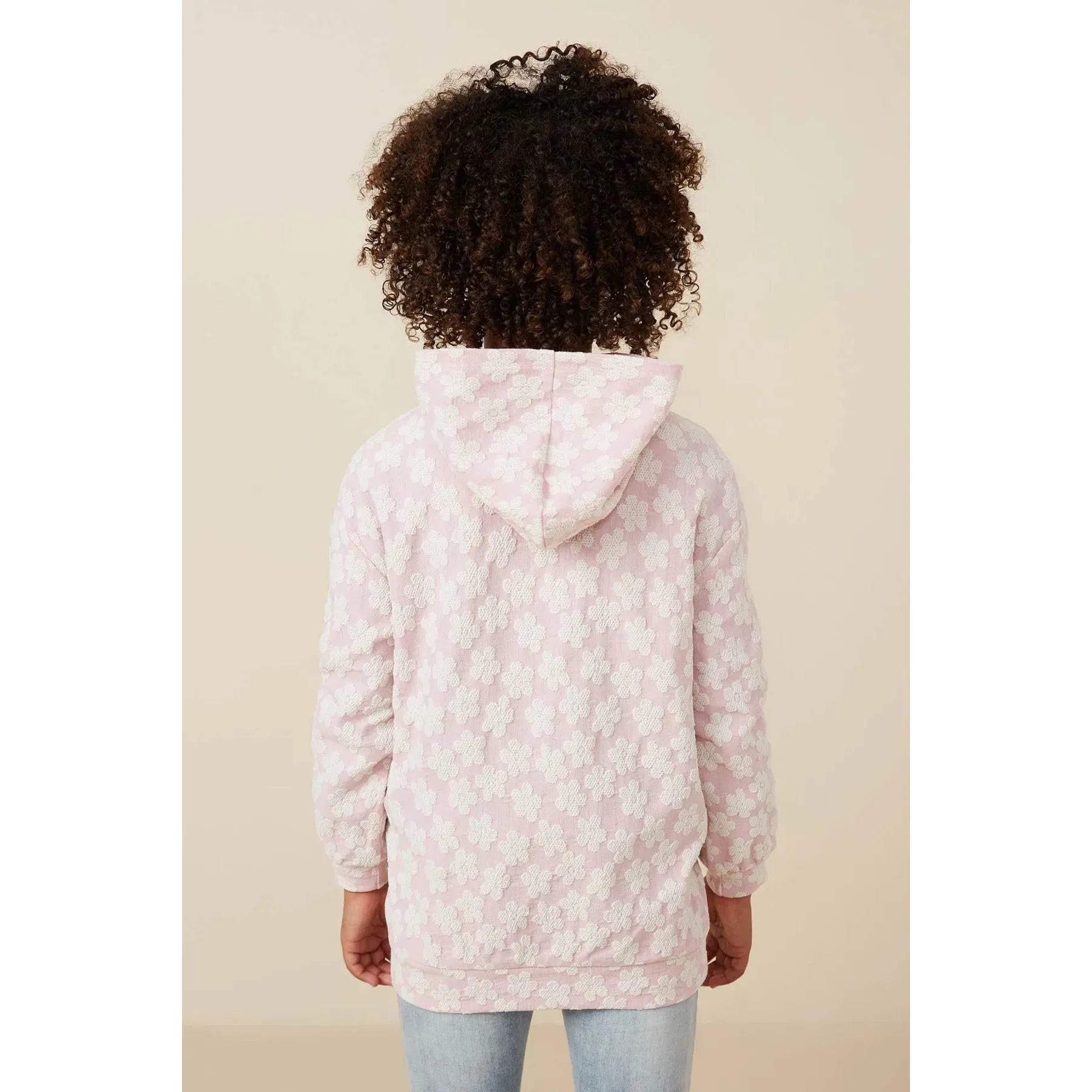 Hayden Girls Daisy Textured Stretch Knit Hoodie - Pink-Hayden-Little Giant Kidz