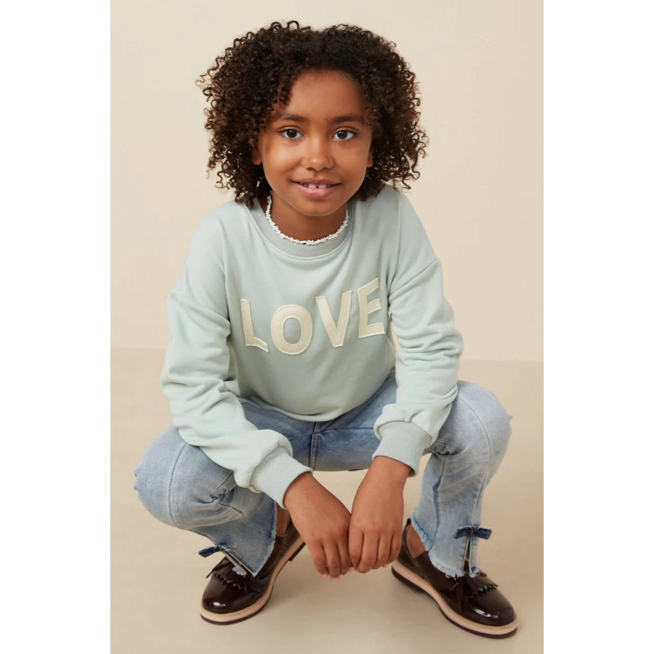 Hayden Girls Love Patched Terry Sweatshirt-HAYDEN GIRLS-Little Giant Kidz