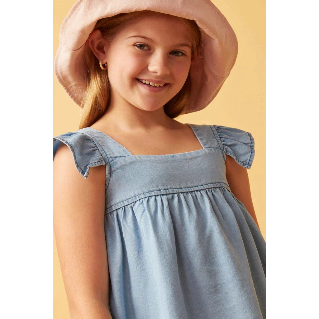 Hayden Girls Tencel Square Neck Ruffle Cap Sleeve Top-HAYDEN GIRLS-Little Giant Kidz
