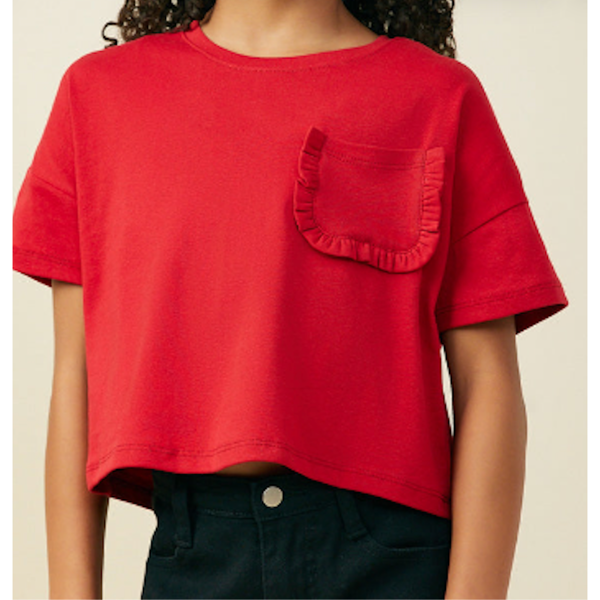 Hayden Ruffle Pocket Knit T Shirt-HAYDEN GIRLS-Little Giant Kidz
