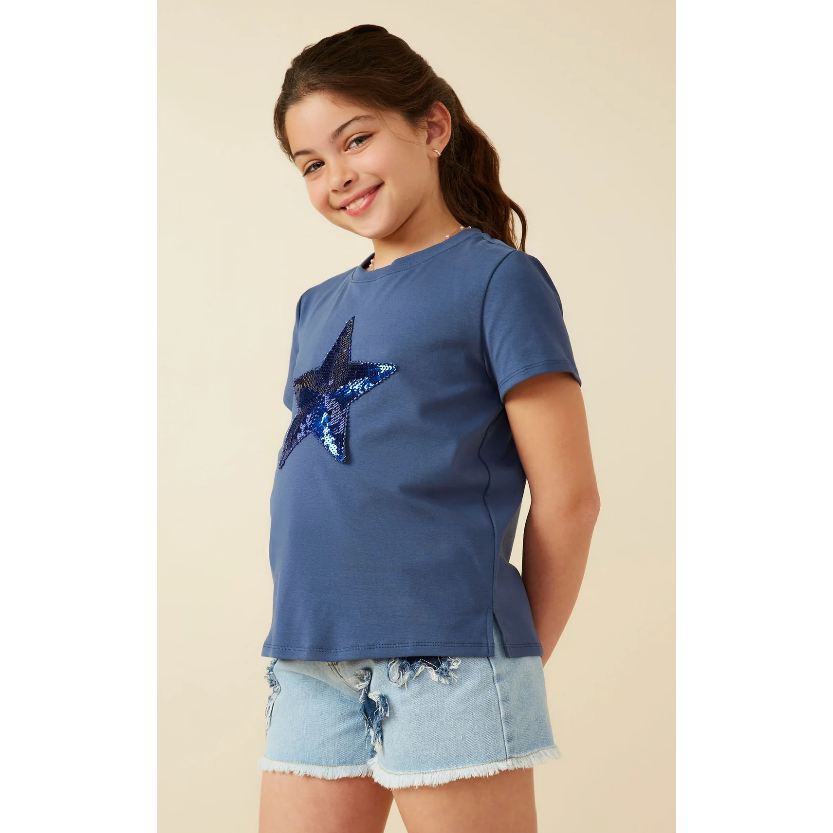 Hayden Sequin Star Patch Knit T-Shirt-HAYDEN GIRLS-Little Giant Kidz