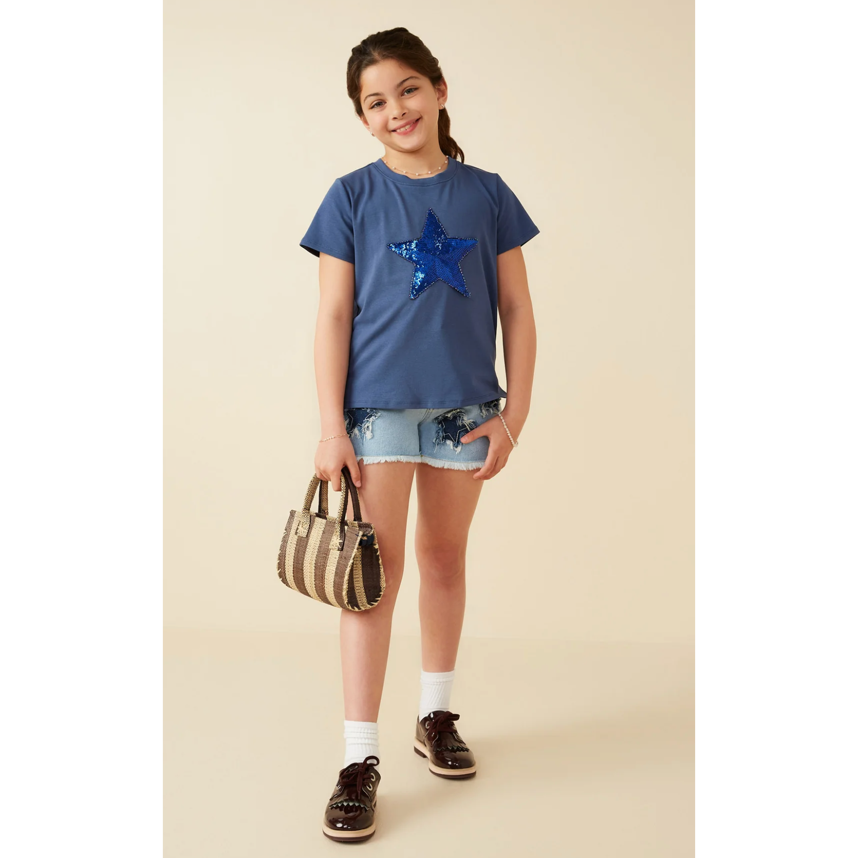 Hayden Sequin Star Patch Knit T-Shirt-HAYDEN GIRLS-Little Giant Kidz