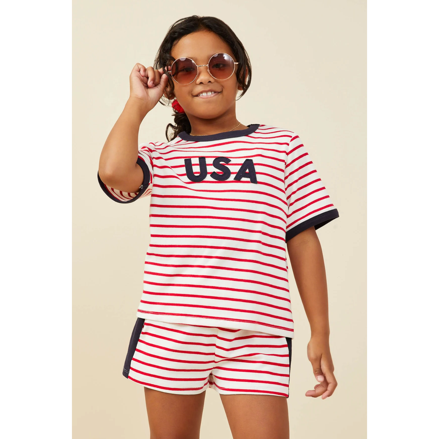 Hayden USA Patched Contrast Banded Knit Top-HAYDEN GIRLS-Little Giant Kidz