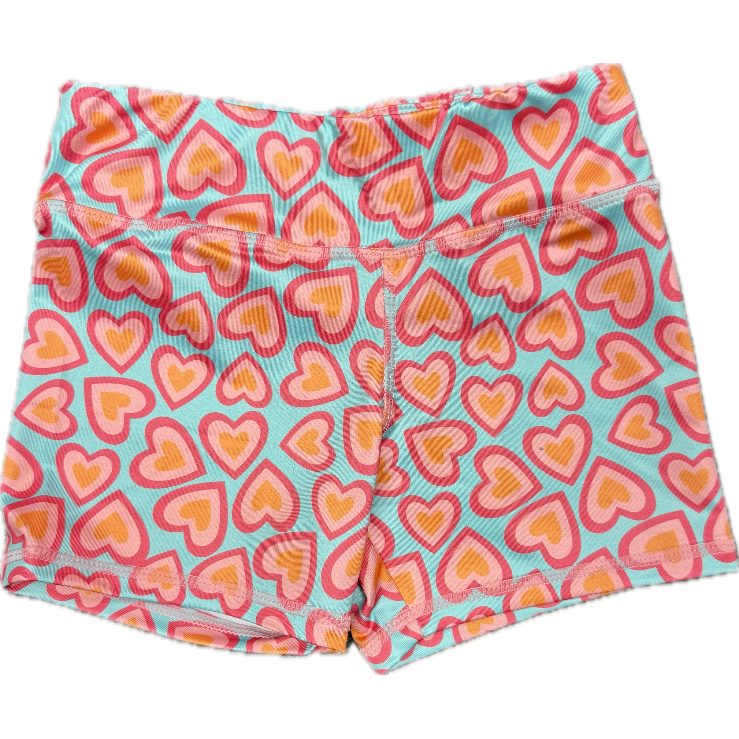 Honesty Clothing Cartwheel Shorts- Turq/Pink Hearts-HONESTY-Little Giant Kidz