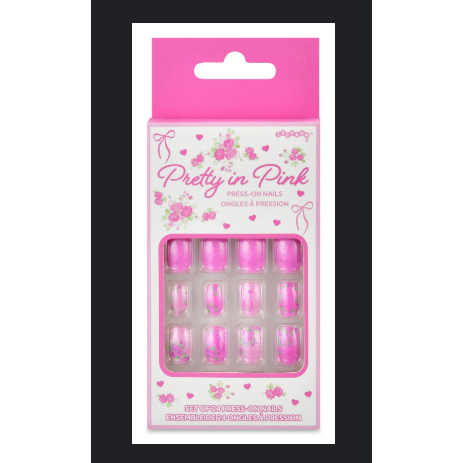 Iscream Pretty In Pink Press On Nails-Iscream-Little Giant Kidz