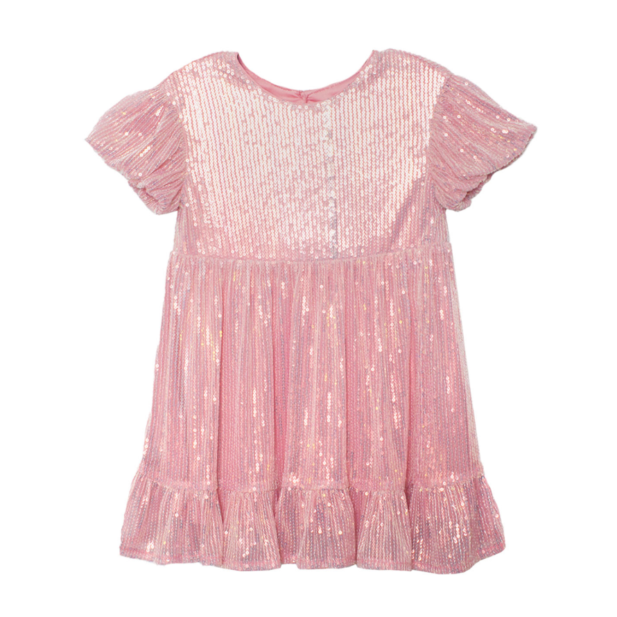 Isobella & Chloe Starry Sweet Shimmer Dress- Pink-MABEL+HONEY-Little Giant Kidz