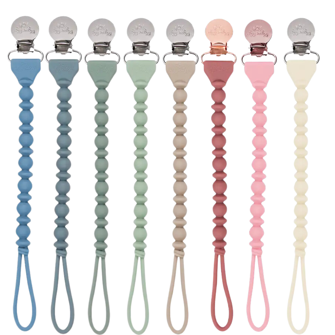 Itzy Ritzy - Sweetie Strap™ Silicone One-Piece Pacifier Clips: Pink Beaded-Itzy Ritzy-Little Giant Kidz