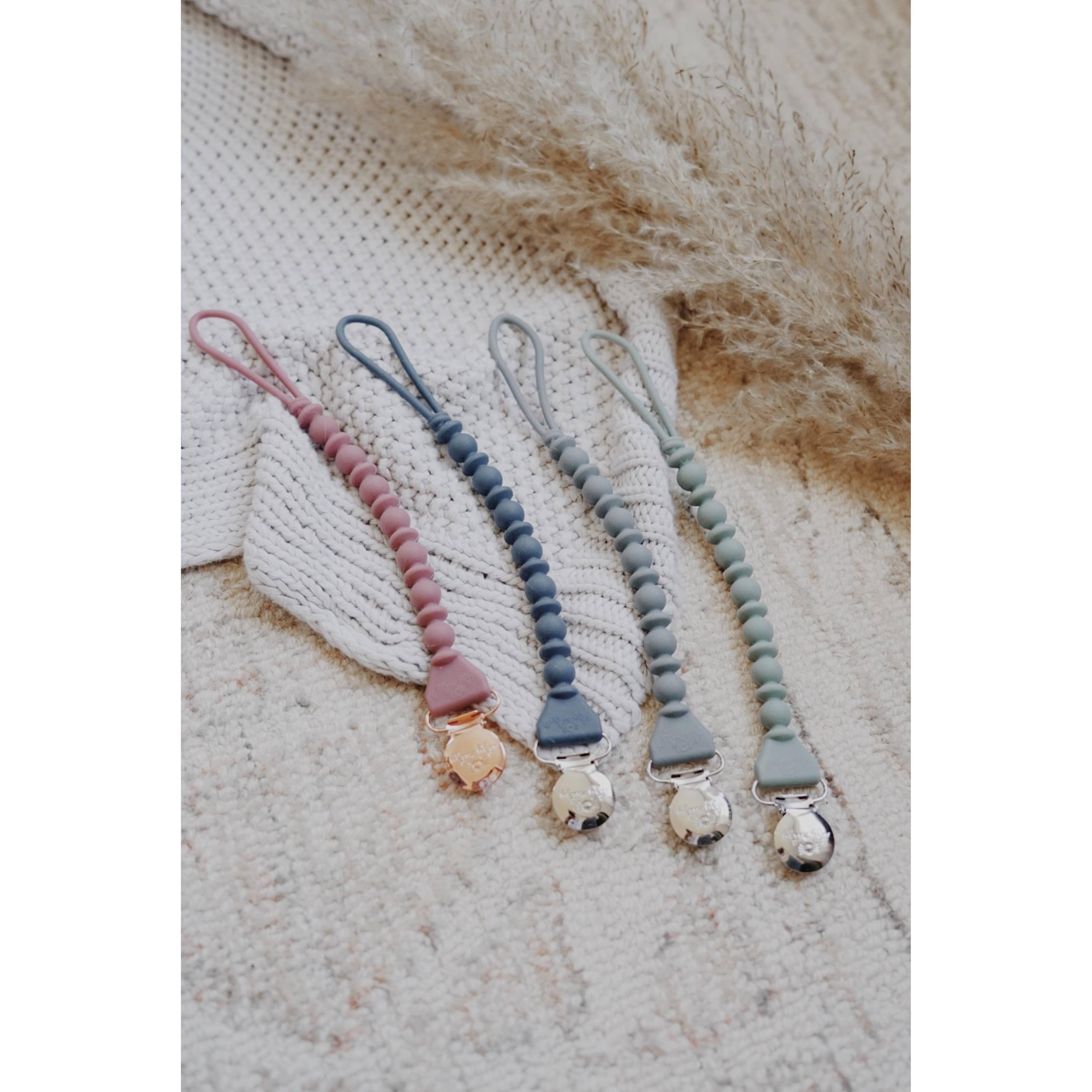 Itzy Ritzy - Sweetie Strap™ Silicone One-Piece Pacifier Clips: Pink Beaded-Itzy Ritzy-Little Giant Kidz