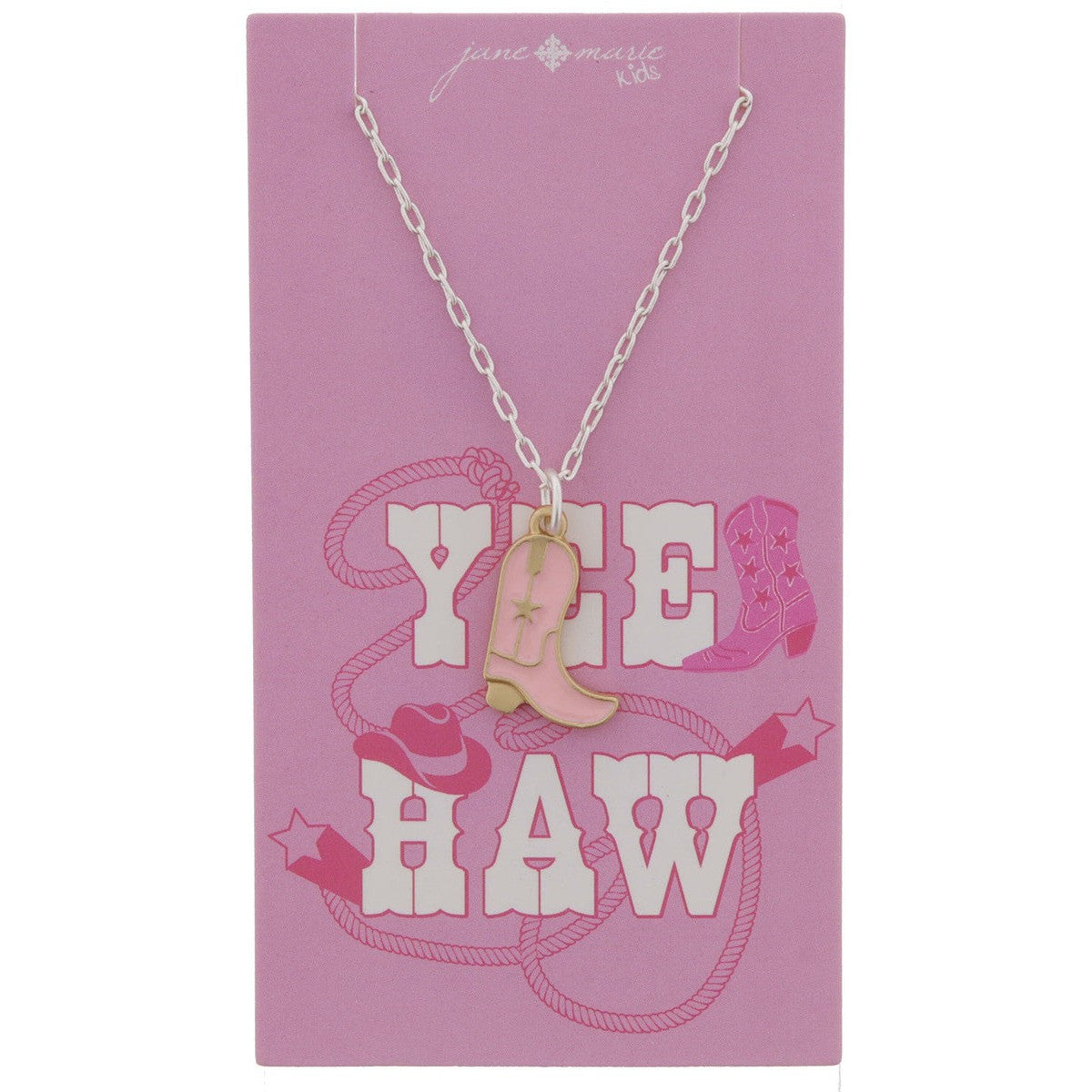 Jane Marie Kids Gold With Light Pink Enamel Cowgirl Boot Necklace-JANE MARIE-Little Giant Kidz