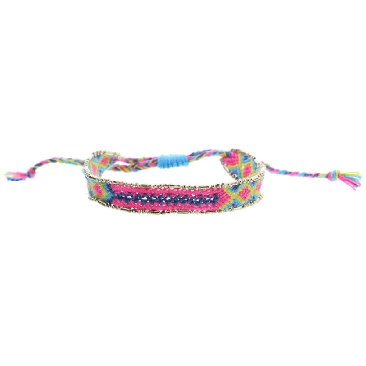 Jane Marie Kids Hot Pink, Lime, Aqua, Navy Woven Band With Gold Accent Edge Bracelet-JANE MARIE-Little Giant Kidz