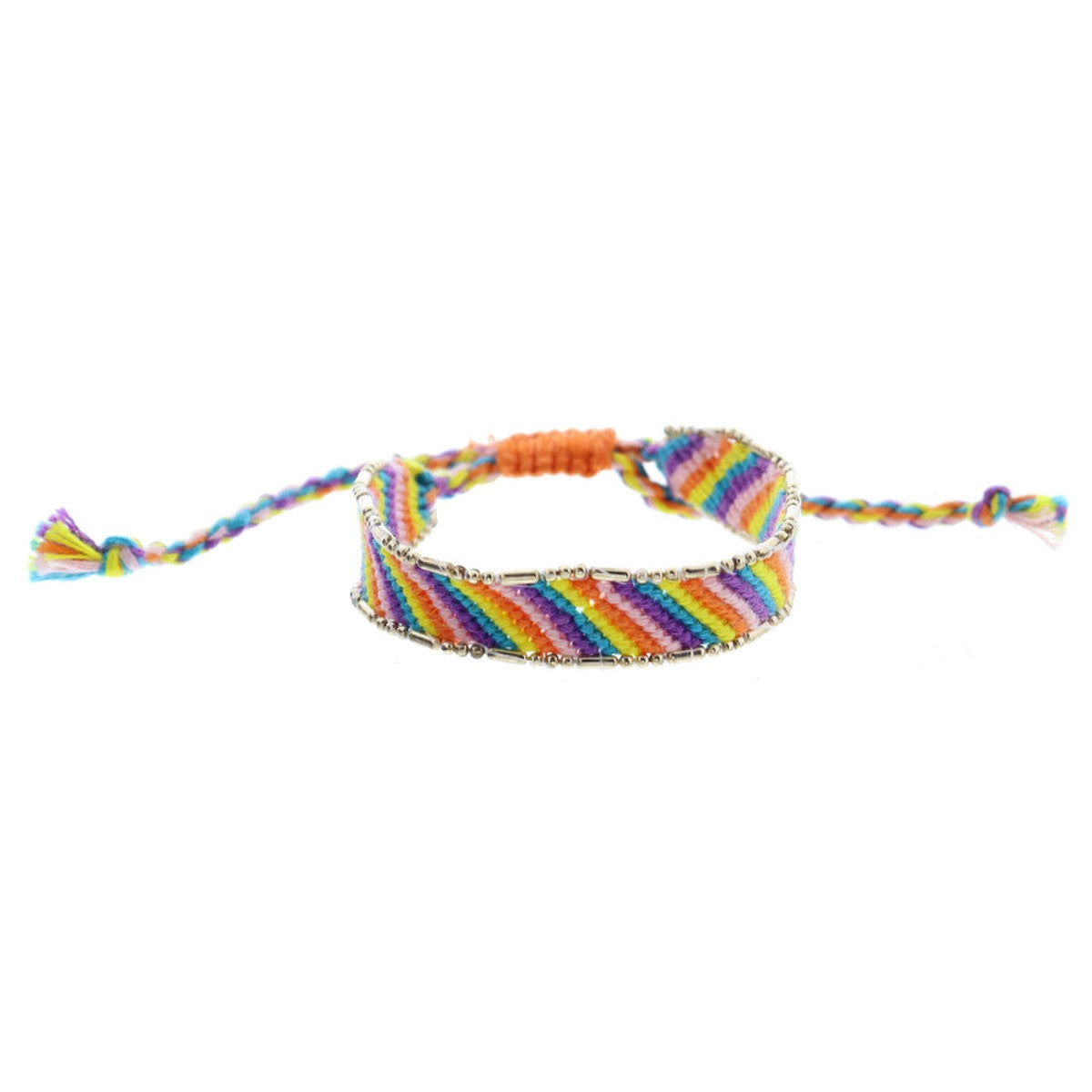 Jane Marie Kids Multi Rainbow Striped Woven Band With Gold Accent Edge Bracelet-JANE MARIE-Little Giant Kidz