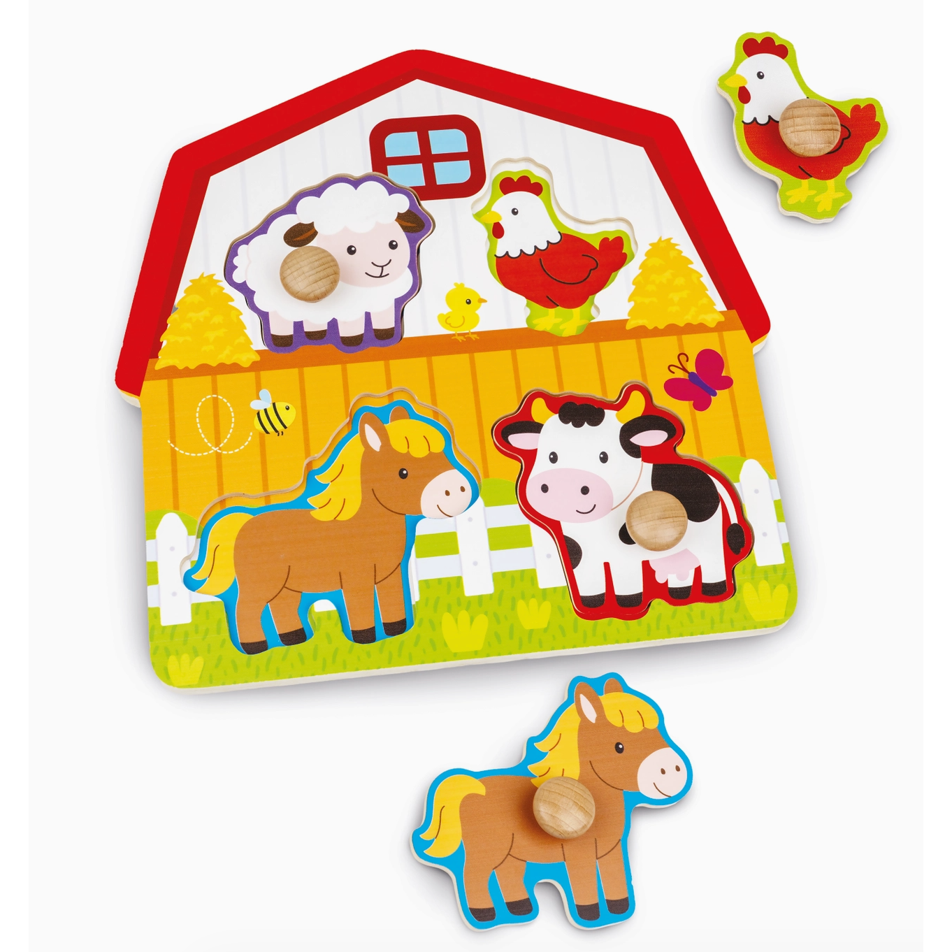 Jasey's Toy Chest Wooden Farm Easy-Grasp Peg Puzzle-Jasey's Toy Chest-Little Giant Kidz