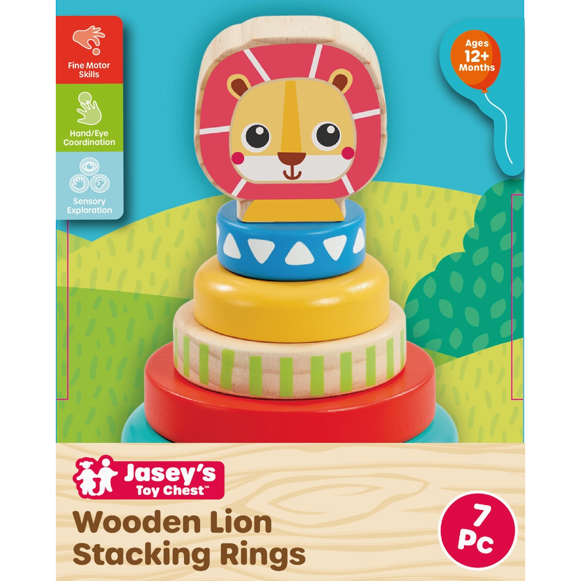 Jasey's Toy Chest Wooden Lion Stacking Rings-Jasey's Toy Chest-Little Giant Kidz
