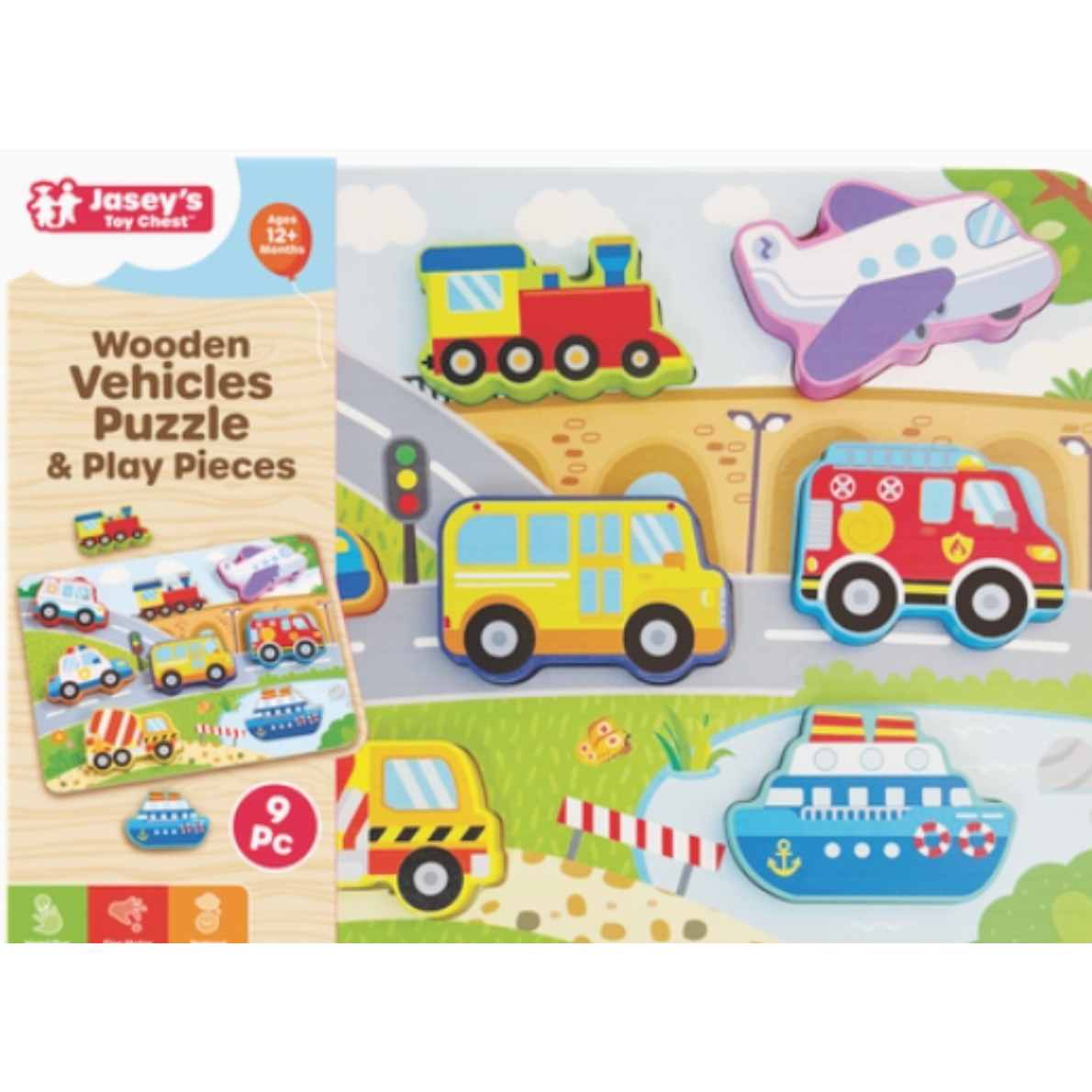 Jasey's Toy Chest Wooden Vehicles Puzzle & Play Pieces-Jasey's Toy Chest-Little Giant Kidz