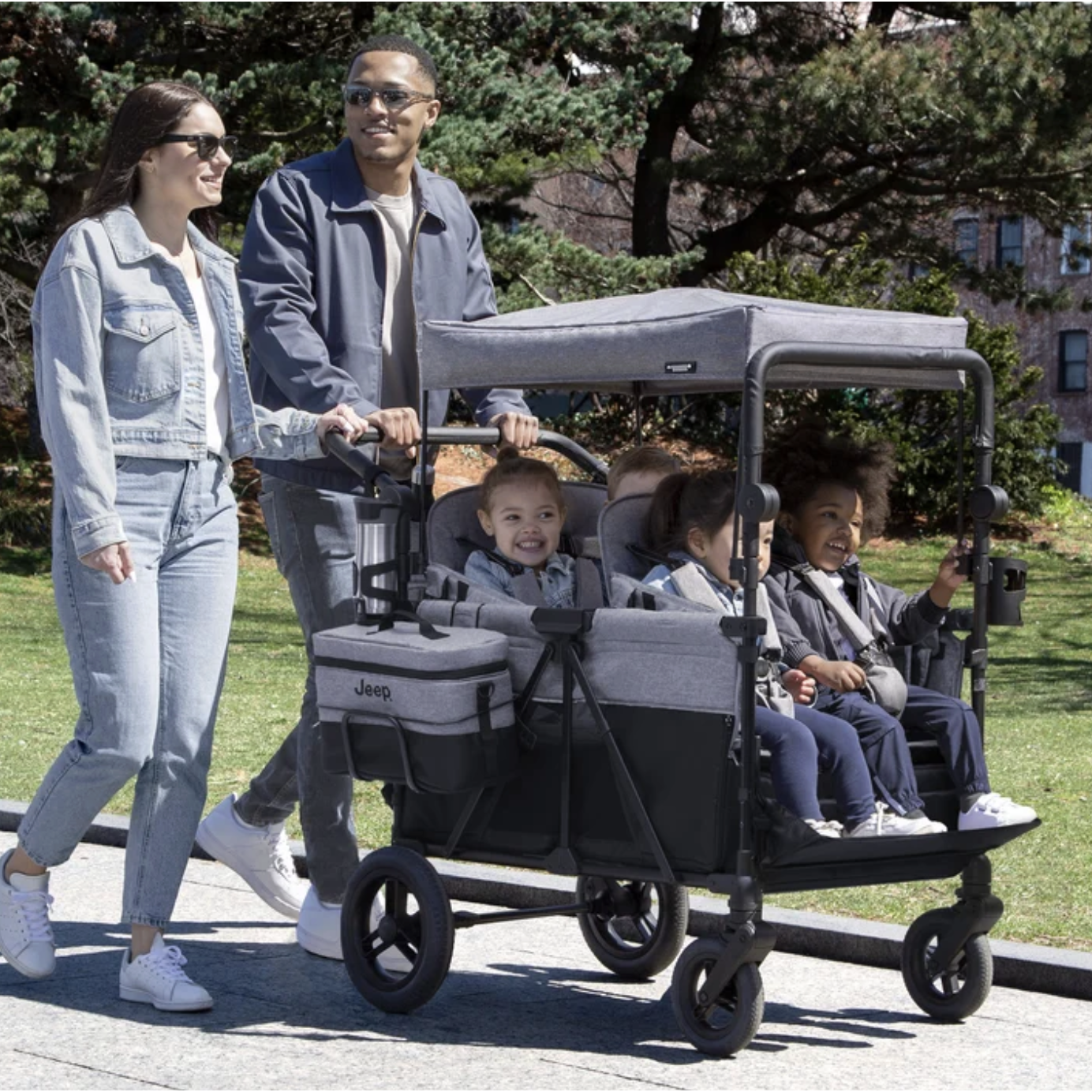 Jeep Wrangler Deluxe 4 Seater Stroller Wagon with Cooler Bag-DELTA-Little Giant Kidz