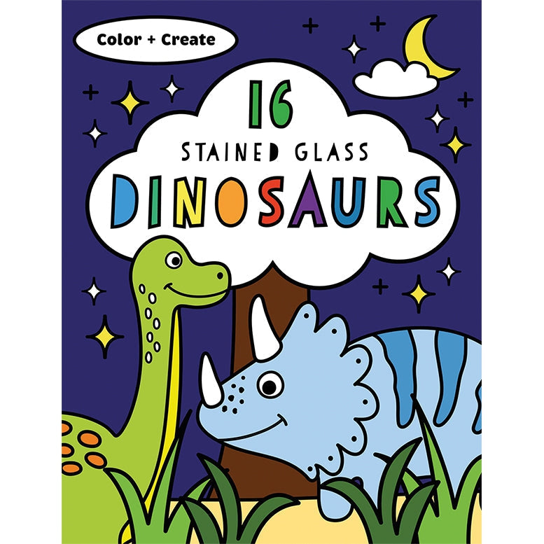 Kane Miller: Color + Create 16 Stained Glass Dinosaurs-EDC-USBORNE-Little Giant Kidz