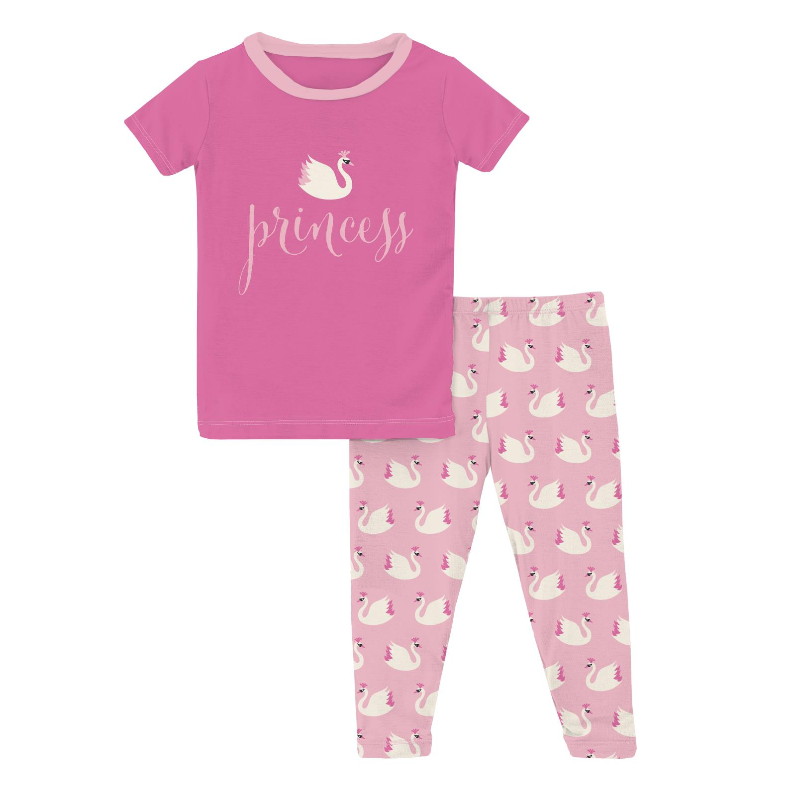 Kickee Pants Cake Pop Swan Princess Graphic Tee Short Sleeve Pajama Set-Kickee Pants-Little Giant Kidz
