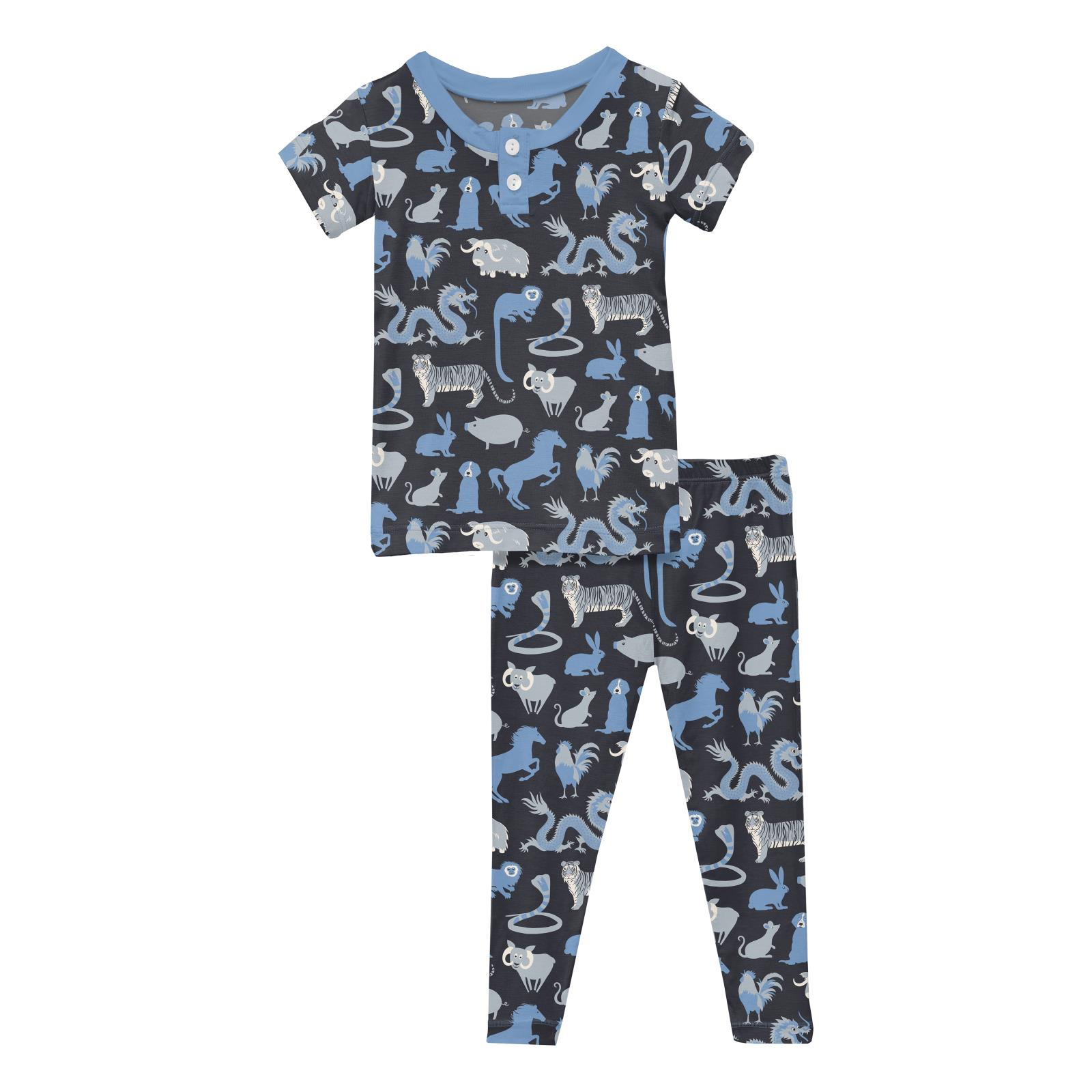 Kickee Pants Deep Space Chinese Zodiac Short Sleeve Henley Pajama Set-Kickee Pants-Little Giant Kidz