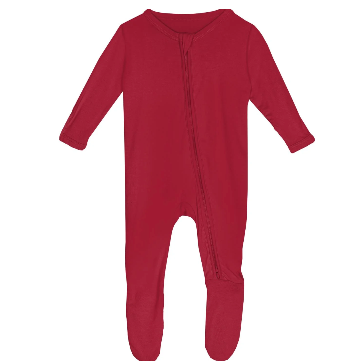 Kickee Pants Footie with 2 Way Zipper in Crimson-KICKEE PANTS-Little Giant Kidz