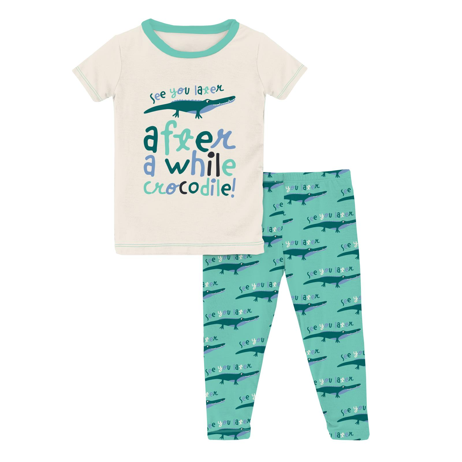 Kickee Pants Glass Later Alligator Graphic Tee Short Sleeve Pajama Set-Kickee Pants-Little Giant Kidz