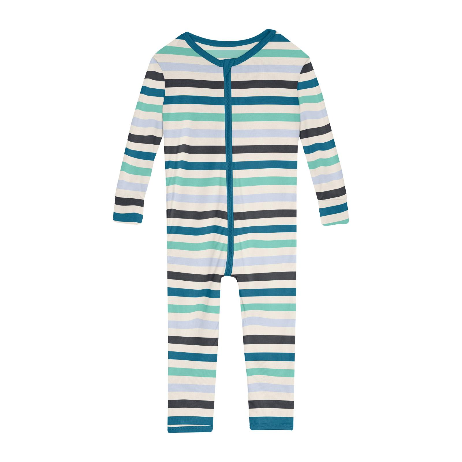 Kickee Pants Little Boy Blue Stripe Print Convertible Zipper Sleeper-Kickee Pants-Little Giant Kidz