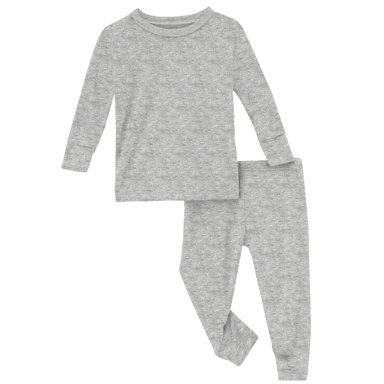 Kickee Pants Print Long Sleeve Pajama Set- Heathered Mist-KICKEE PANTS-Little Giant Kidz