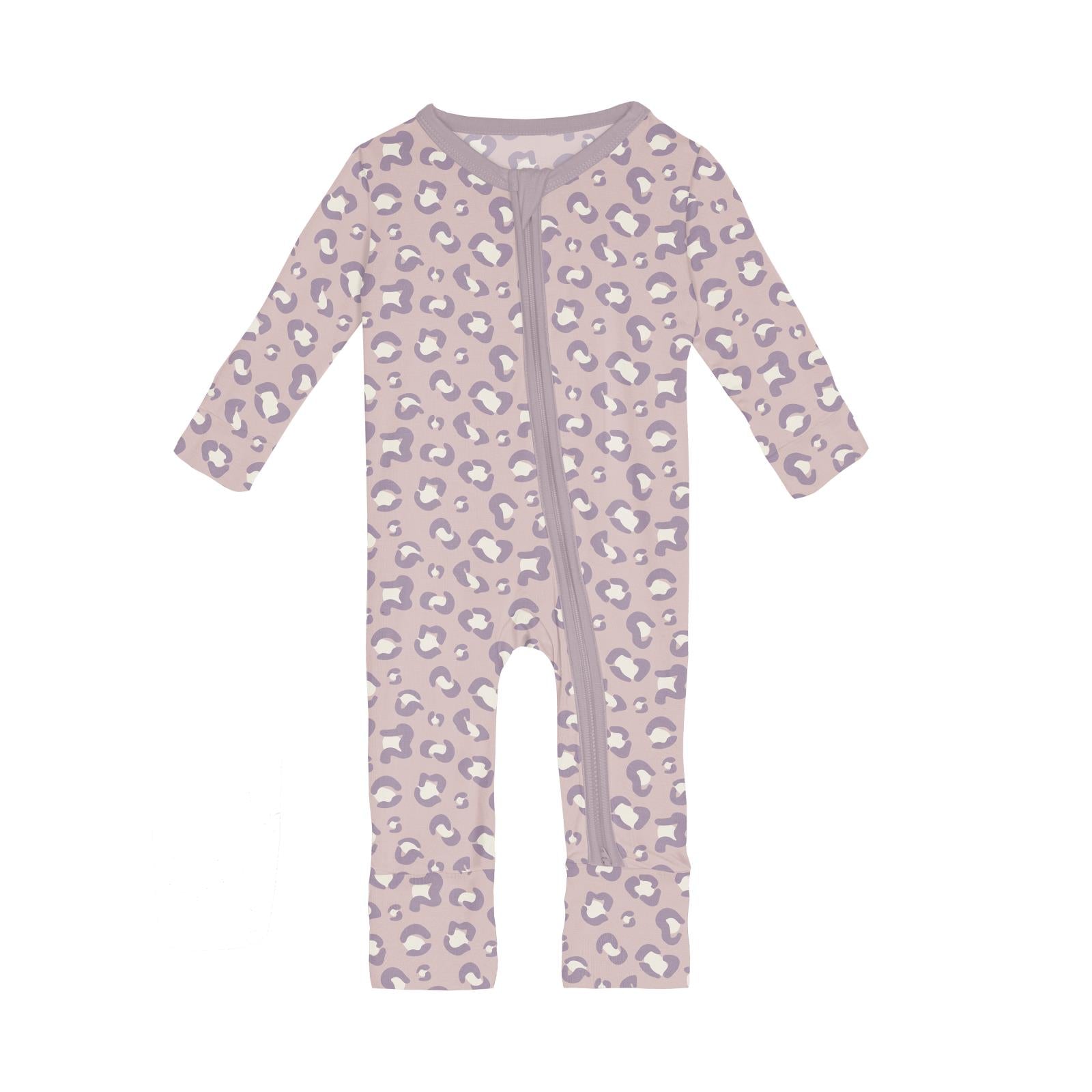 Kickee Pants Print Zipper Convertible Coverall- Baby Rose Cheetah Print-KICKEE PANTS-Little Giant Kidz