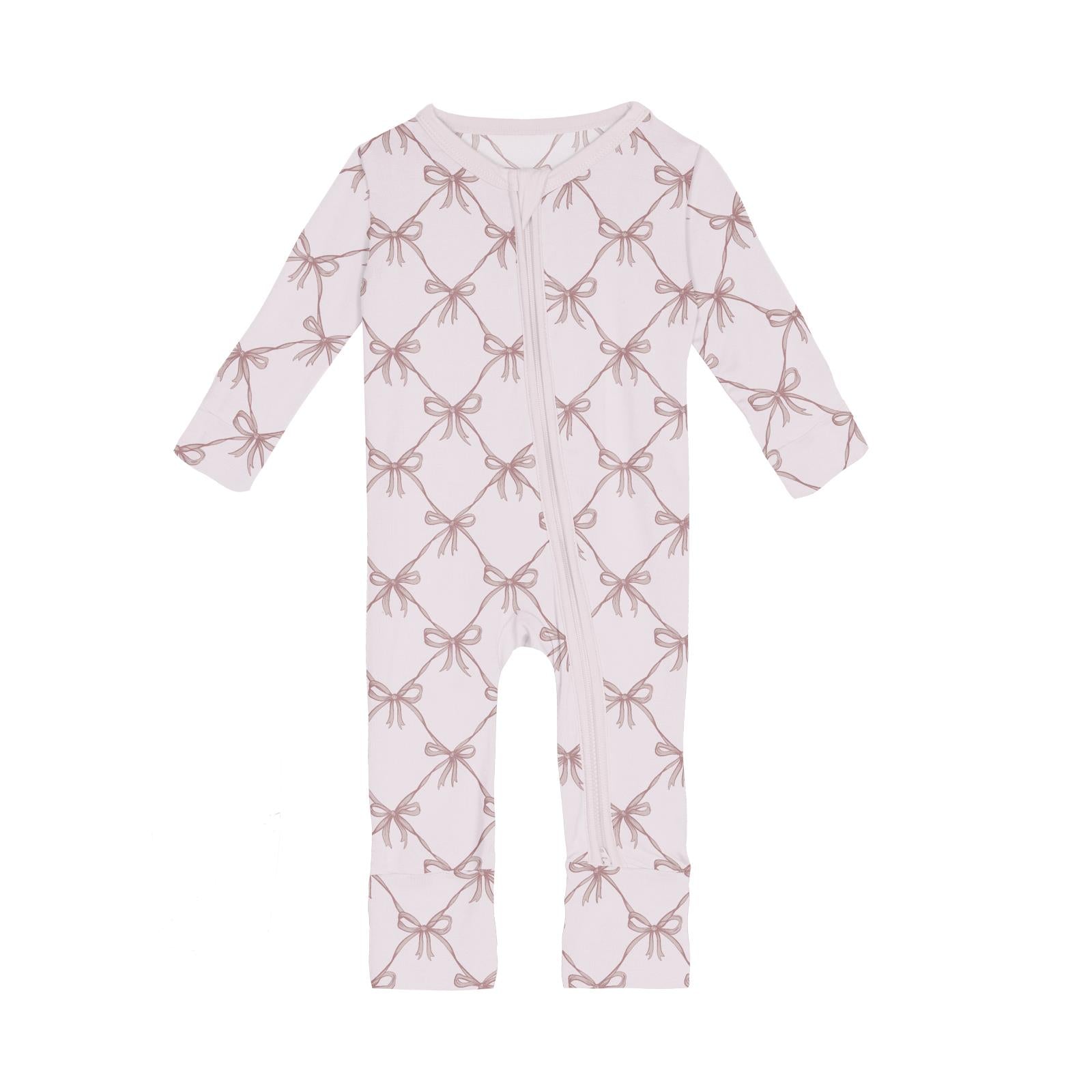 Kickee Pants Print Zipper Convertible Coverall- Shrinking Violet Lattice-KICKEE PANTS-Little Giant Kidz