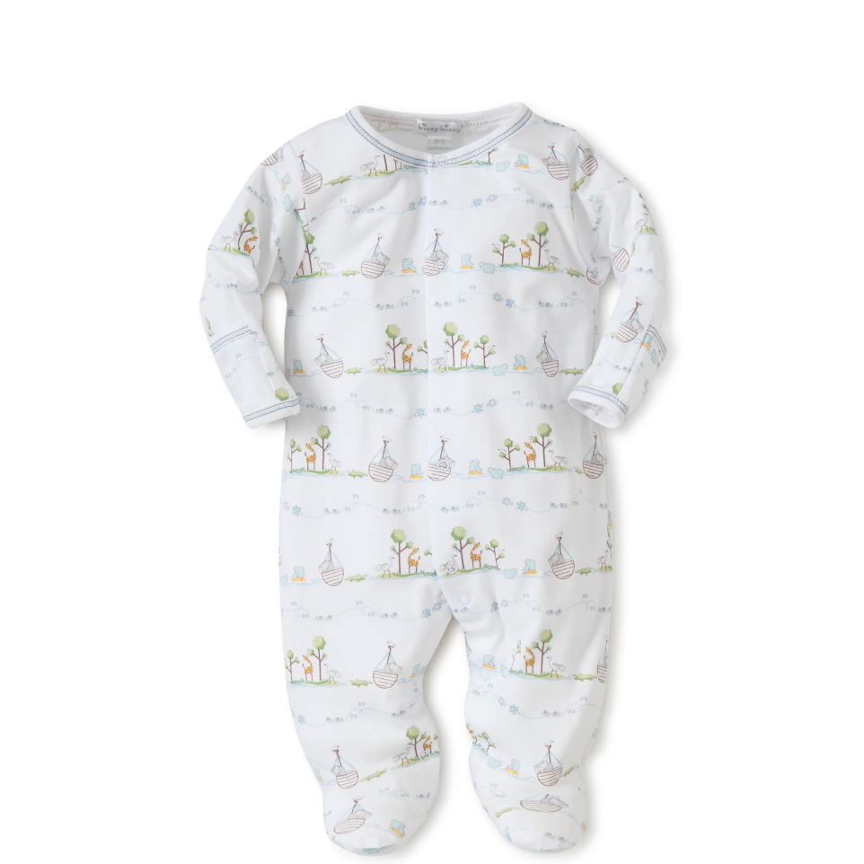 Kissy Kissy Noahs's Print Footie- Light Blue-Kissy Kissy-Little Giant Kidz