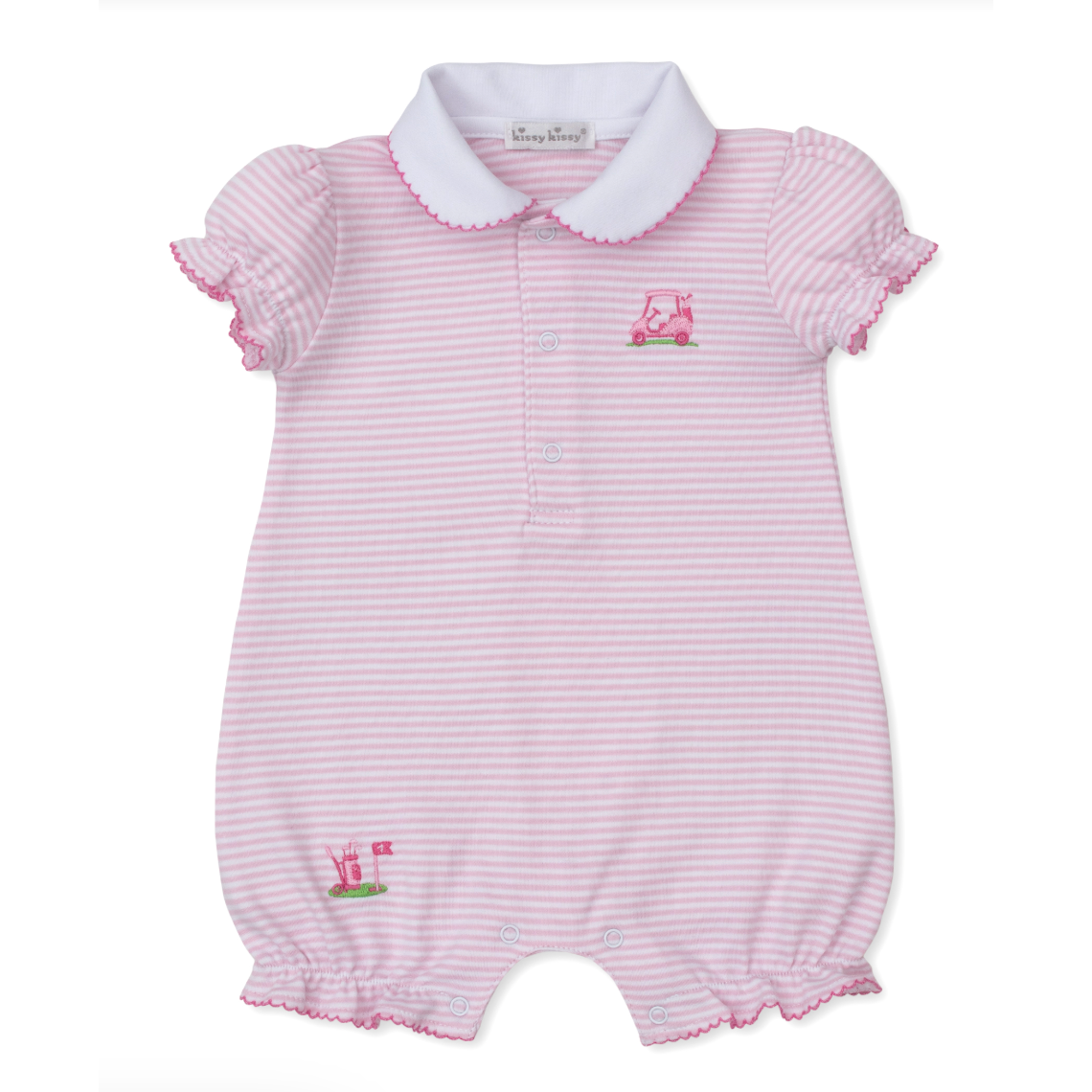 Kissy Kissy Pink Stripe Short Playsuit- Golf Championship-Kissy Kissy-Little Giant Kidz