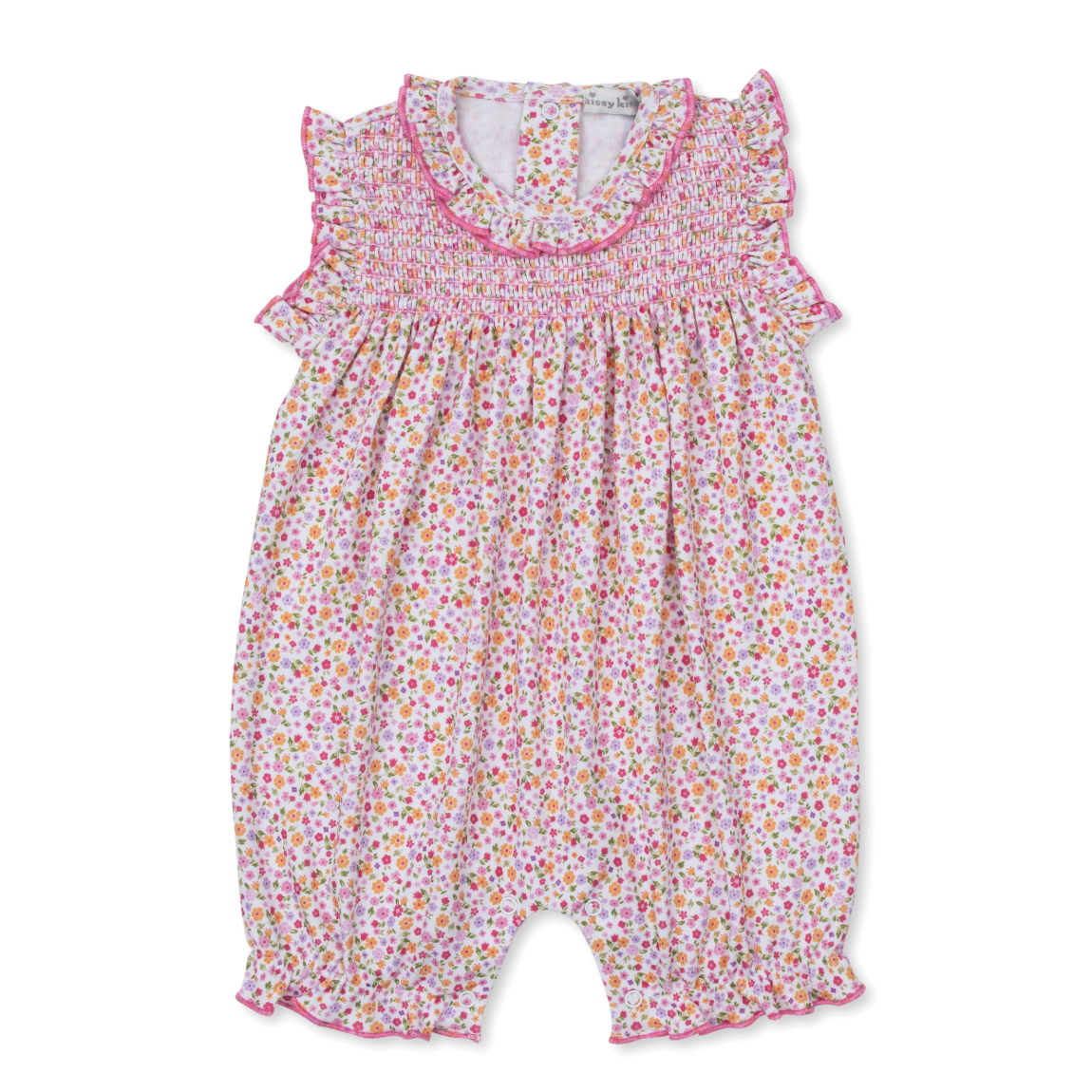 Kissy Kissy Short Playsuit- Smocking Blossoming Bows-Kissy Kissy-Little Giant Kidz