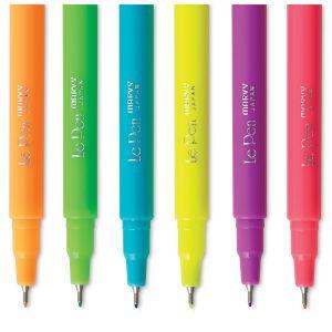 Le Pens Florescent Set - 0.3mm Fine Point Pens - Smudge Proof Ink - 6 Count