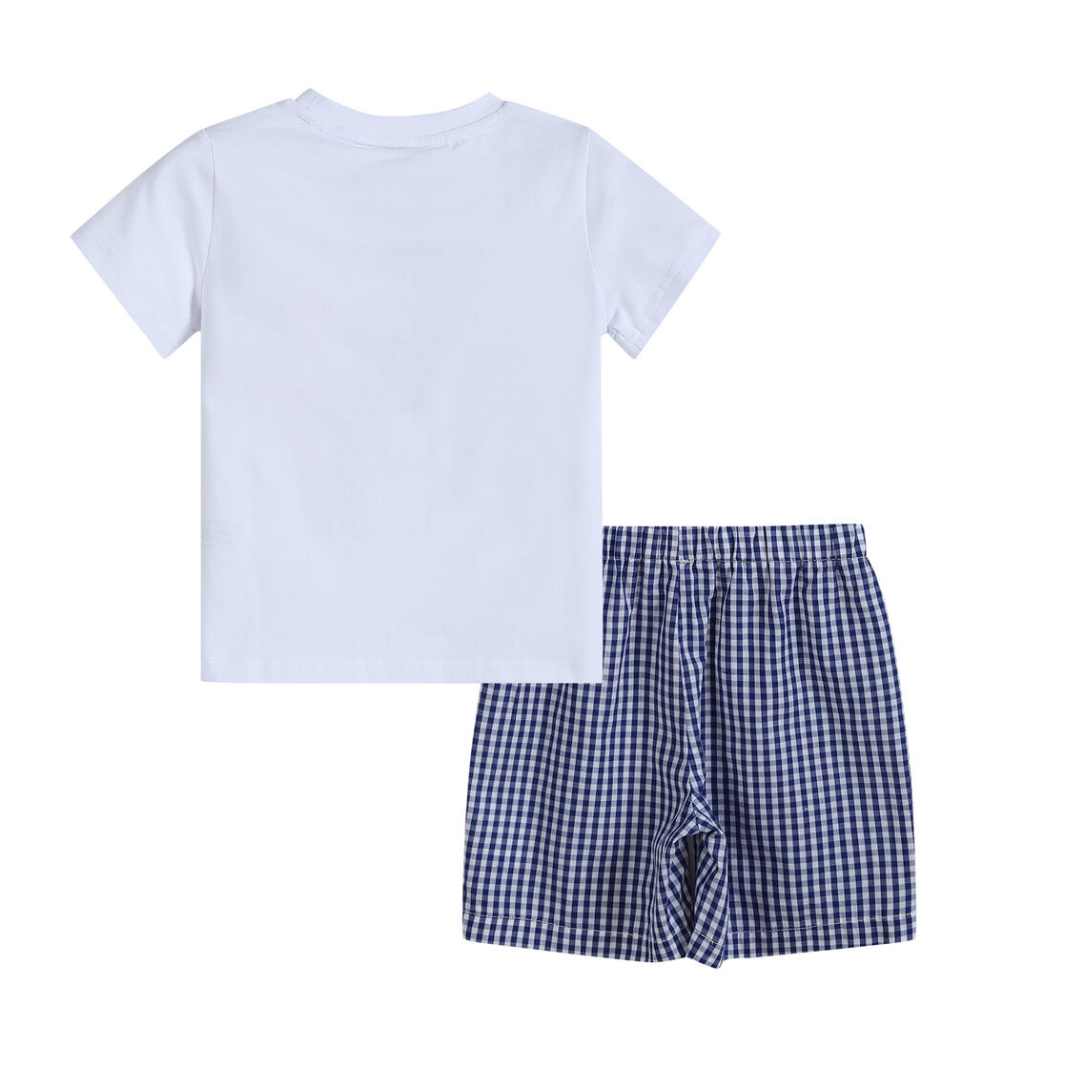 Lil Cactus Boys Blue Gingham USA Flag T-Shirt and Shorts-Lil Cactus-Little Giant Kidz