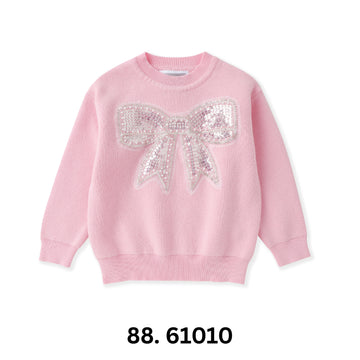 Lil Cactus Pink Sparkly Bow Sweater-Lil Cactus-Little Giant Kidz