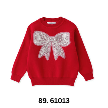 Lil Cactus Red Sweater With Glitter Bow-Lil Cactus-Little Giant Kidz