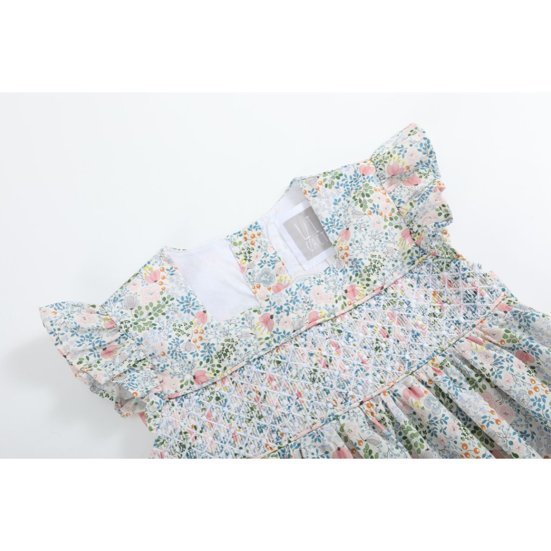 Lil Cactus Smocked Flutter Dress- Pink Floral-Lil Cactus-Little Giant Kidz