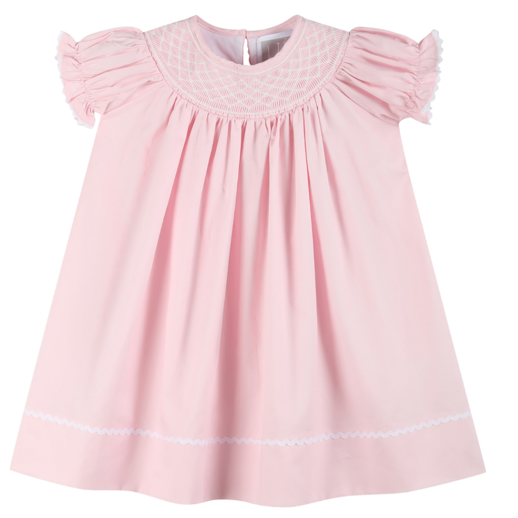 Lil Cactus Smocked Flutter Dress- Pink and White-Lil Cactus-Little Giant Kidz