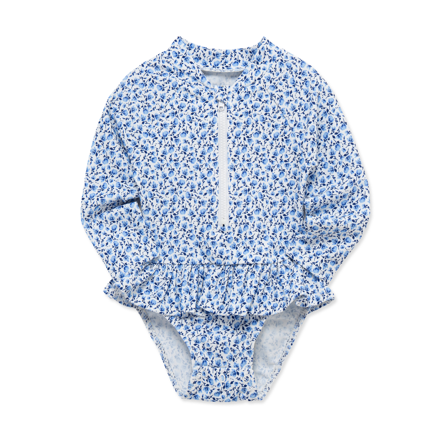 Little Me 1pc Rashguard- Blue Floral-LITTLE ME-Little Giant Kidz