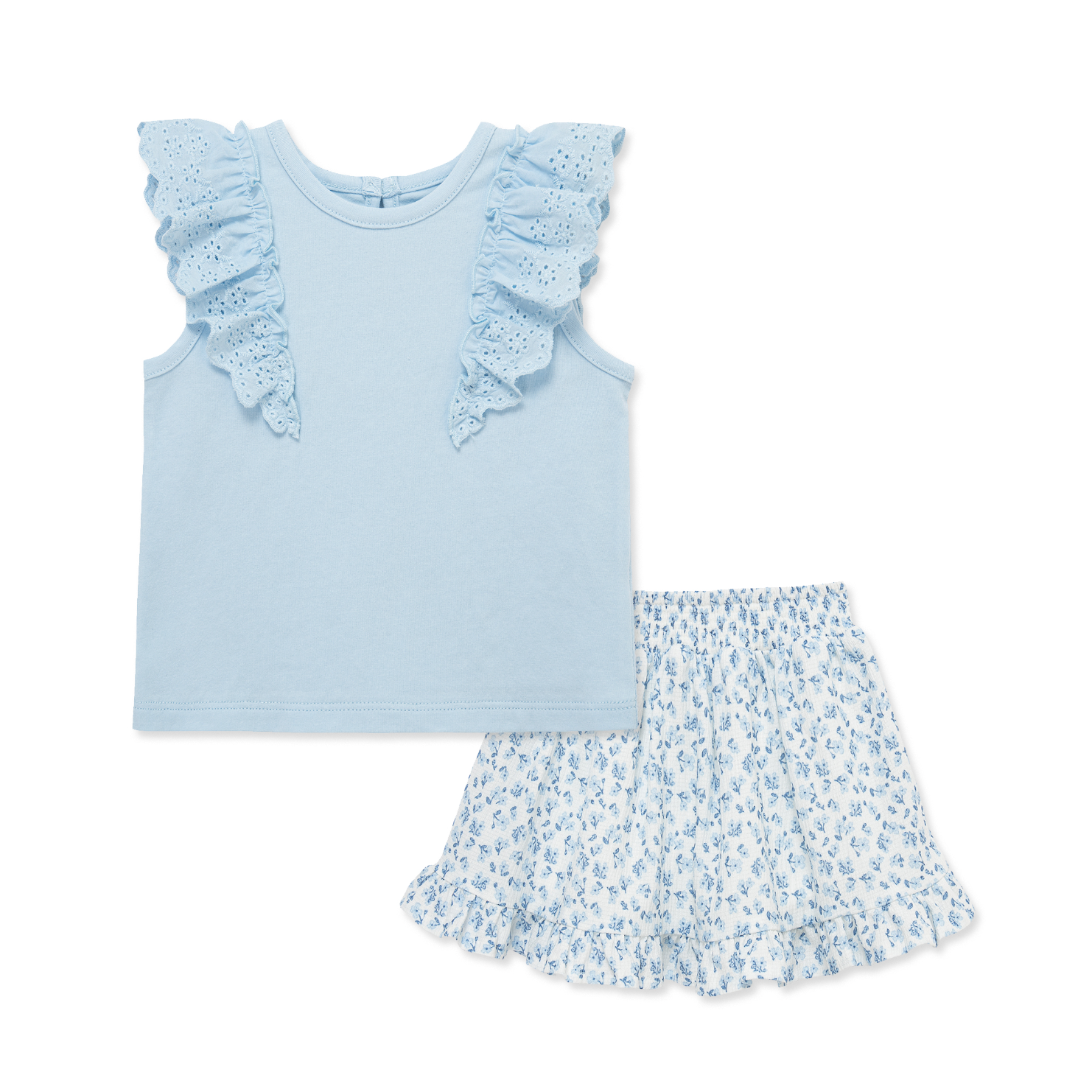 Little Me Blue Ditsy Fashin Skort Set-LITTLE ME-Little Giant Kidz