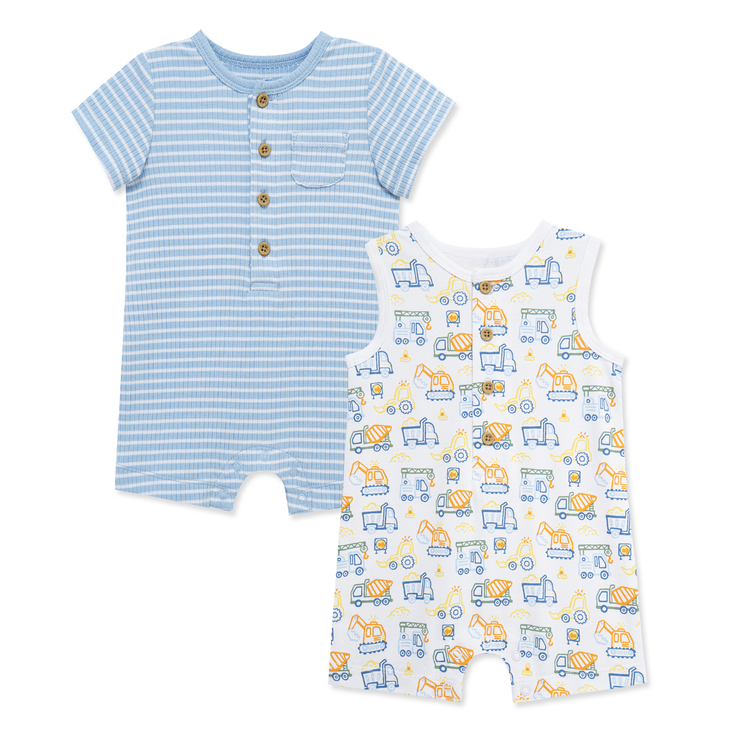 Little Me Blue and White Stripe Romper-LITTLE ME-Little Giant Kidz