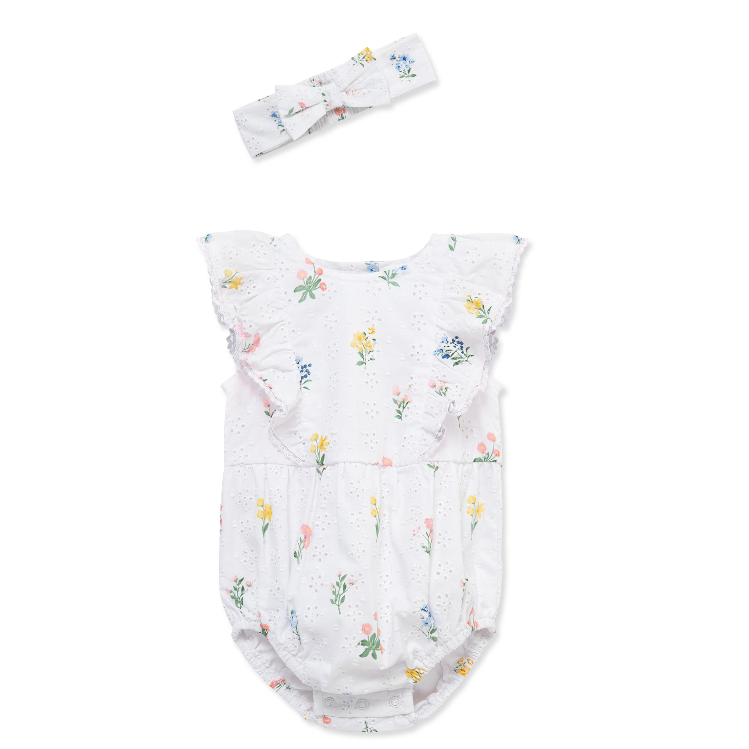 Little Me Bubble- Eyelet Floral-LITTLE ME-Little Giant Kidz