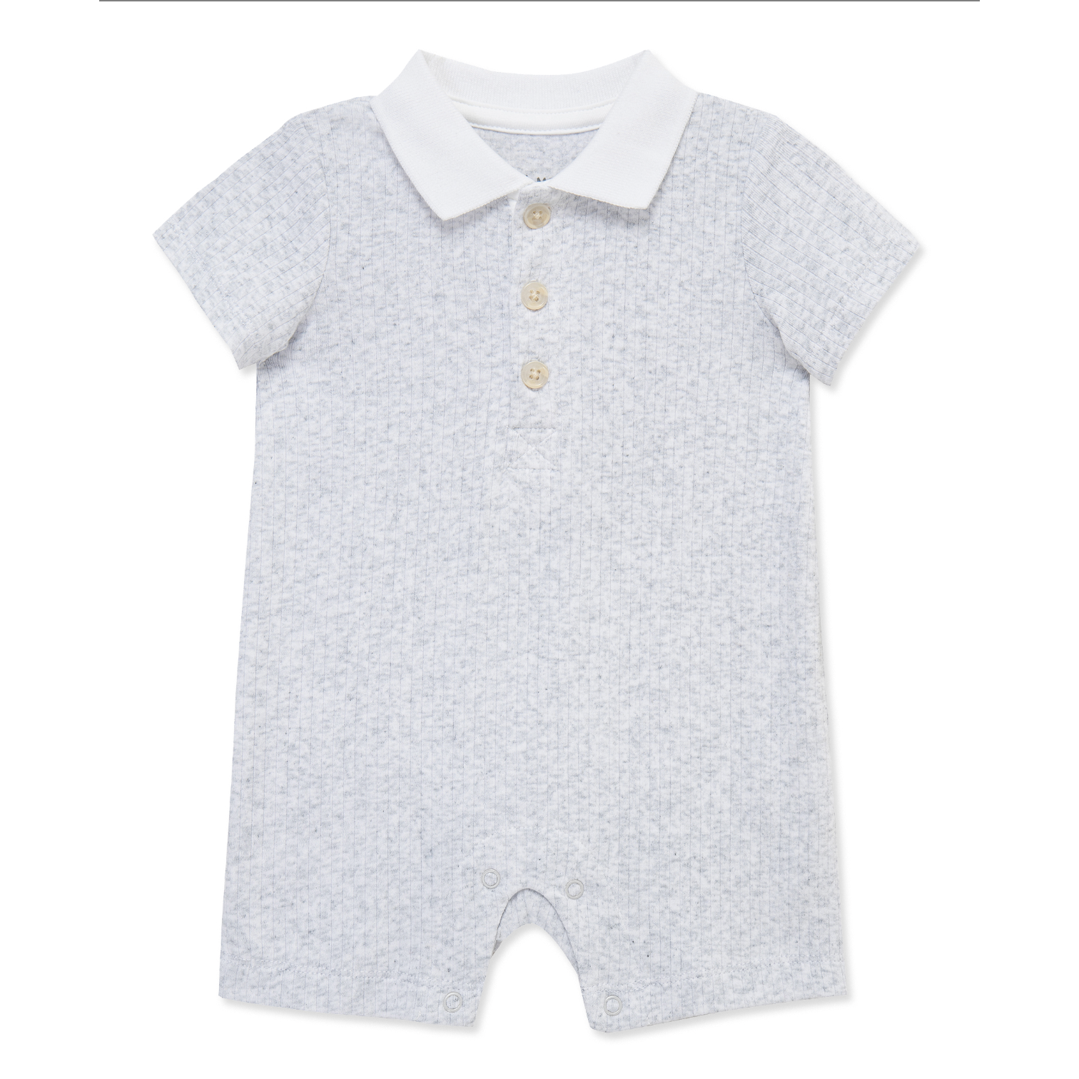 Little Me Grey Polo Romper-LITTLE ME-Little Giant Kidz