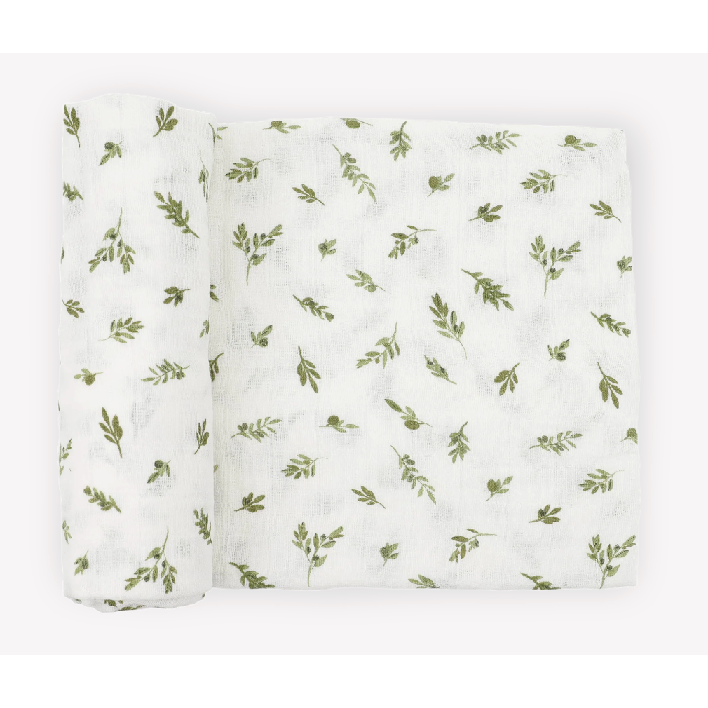 Little Unicorn Cotton Muslin Swaddle Blanket - Olive Branch-LITTLE UNICORN-Little Giant Kidz